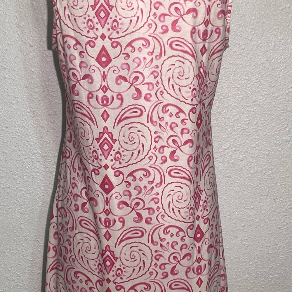 Pink Patterned Sleeveless Dress size large - Picture 6 of 8